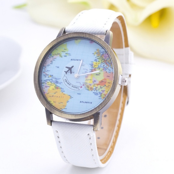 NEW Unisex World Map Plane Quartz Watch - Picture 2 of 6